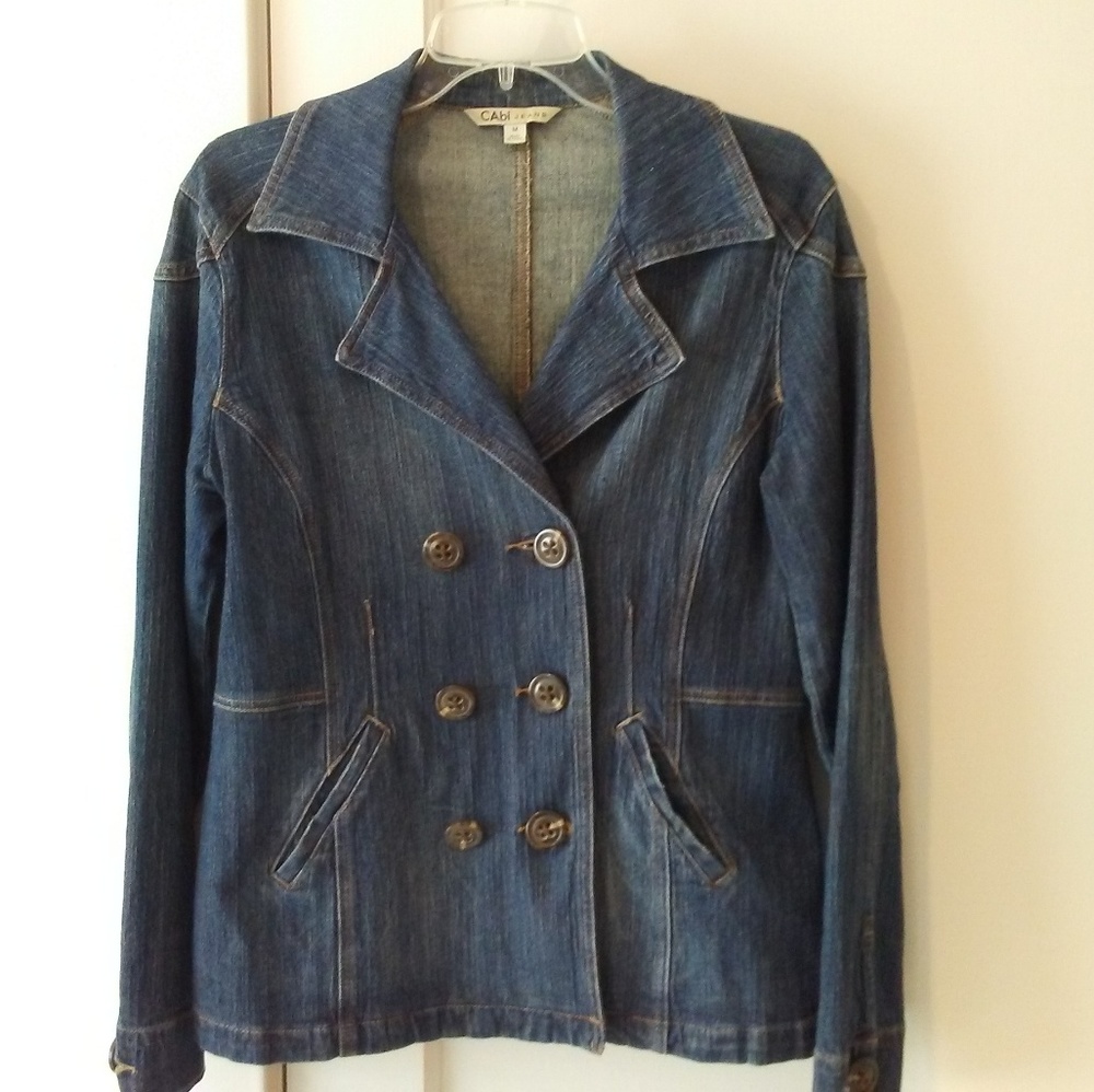 CAbi Perfect Present Denim Double Breasted Blazer